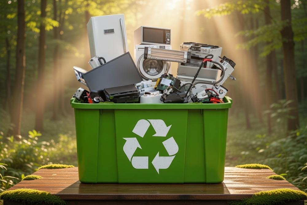 E-waste recycling concept with reusable appliances